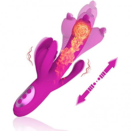 Rabbit Vibrator for Women, G Spot Dildo Vibrator, PUWCBZE Clitoral Stimulator with 10 Powerful Vibrations & 8 Thrusting Tongue Licking, Adult Sex Toys Anal Clit for Couples