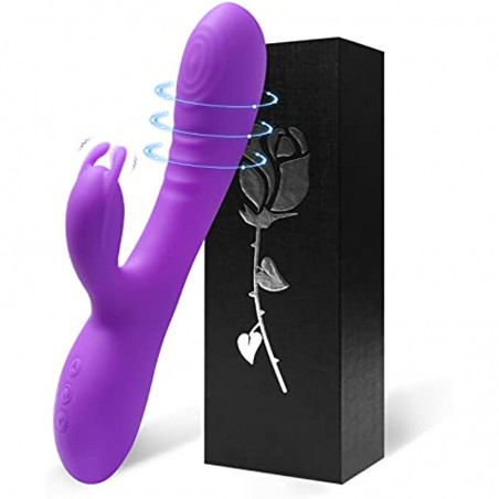 Acvioo Clitoral G Spot Rabbit Vibrator Liquid Silicone Bunny Clitoris Nipple Dildo Stimulator Feather Touch Adult Sex Toys for Couple & Women with Powerful 7 Vibrations (Purple)
