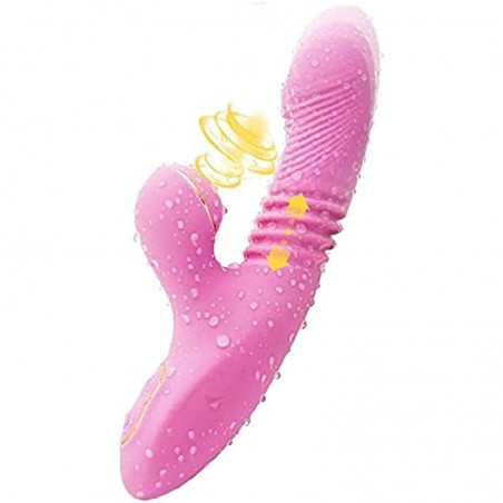 Rabbit Vibrator, Pulsating G Spot Rabbit Vibrator, 2-in-1 Pulse Clitoral Thrusting Vibrator, Rabbit G-spot Clitoralis Stimulator and can Heat, 7 Vibration & 7 Licking Modes