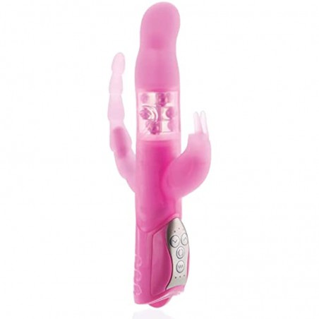 6k Eve’s Triple Pleasure Rabbit Vibrator, Pink | 10” Long, 5” Insertable x 1” Wide | Waterproof Silicone G Spot Vibrator, Clitoral Stimulator and Butt Plug in One | Multiple Vibration Modes and Speeds