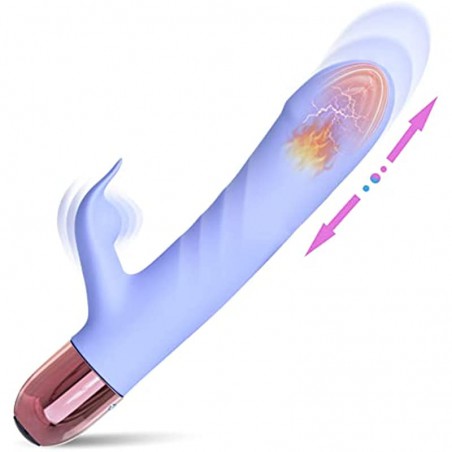 Eupher Pulsating Rabbit Vibrator for Women, Magnetic Rechargeable G Spot Clitoral Dildo Vibrator with 107℉ Heating & 9 Thrust Pulsating & 9 Vibrating & 3 Hitting Vaginal Anal Stimulator Adult Sex Toy