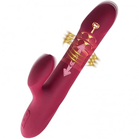 Beaded Ring Thrusting Vibrator, 10" Quadruple Action Female Pleasure Tool Clit Stimulator, Rotating G-Spot Vibrator , 5 Rotating Thrust 10 Patterns, Waterproof & Rechargeable Sex Toy for Women