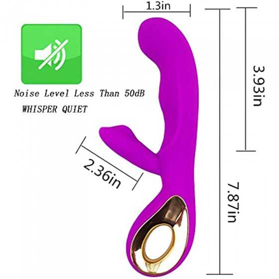 Leseox G-spot Rabbit Vibrator Dildo Adult Toys, Rechargeable Vibrating Massager for Clitoris Nipples Vagina Stimulation, 10 Powe