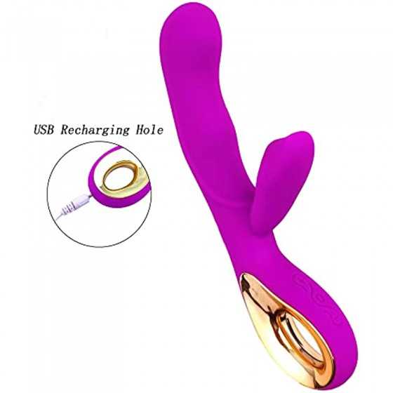 Leseox G-spot Rabbit Vibrator Dildo Adult Toys, Rechargeable Vibrating Massager for Clitoris Nipples Vagina Stimulation, 10 Powe