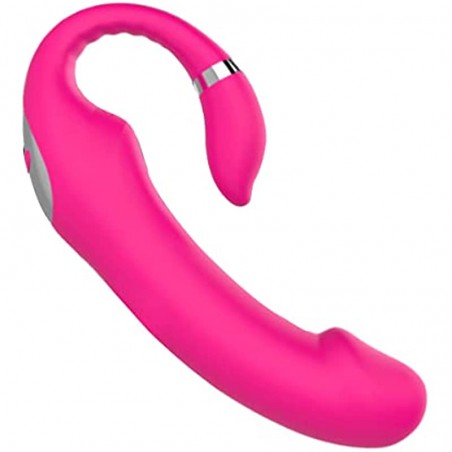 Btrenea Strap Dildo Vibrator Adult Toy for G Spot and Clit Stimulation, Silent, Waterproof, Heated, with 10 Vibration Modes, Rechargeable Strapless Dual Vibrator with Dual Motors (Pink)
