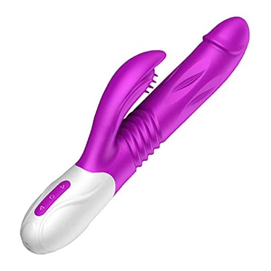 3 in 1 Thrusting G Spot Vibrator Clitoral Stimulator Massager, Waterproof Rabbit Dildo Vibrating with 7 Powerful Vibrations Rech