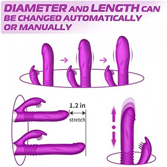 3 in 1 Thrusting G Spot Vibrator Clitoral Stimulator Massager, Waterproof Rabbit Dildo Vibrating with 7 Powerful Vibrations Rech