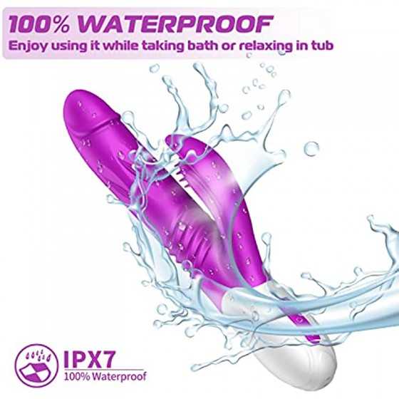 3 in 1 Thrusting G Spot Vibrator Clitoral Stimulator Massager, Waterproof Rabbit Dildo Vibrating with 7 Powerful Vibrations Rech