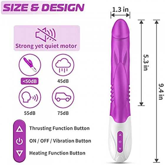 3 in 1 Thrusting G Spot Vibrator Clitoral Stimulator Massager, Waterproof Rabbit Dildo Vibrating with 7 Powerful Vibrations Rech