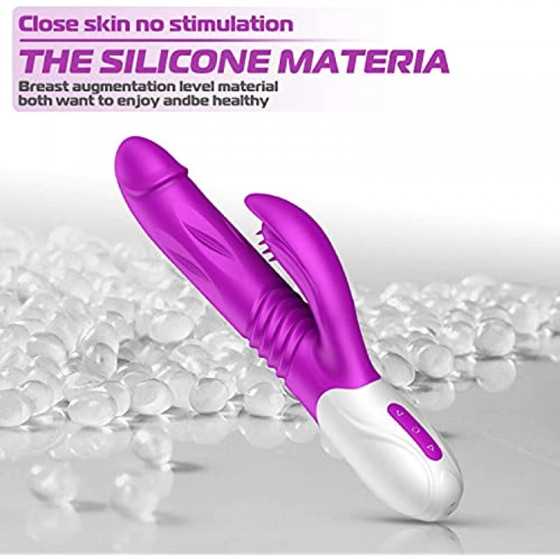 3 in 1 Thrusting G Spot Vibrator Clitoral Stimulator Massager, Waterproof Rabbit Dildo Vibrating with 7 Powerful Vibrations Rech