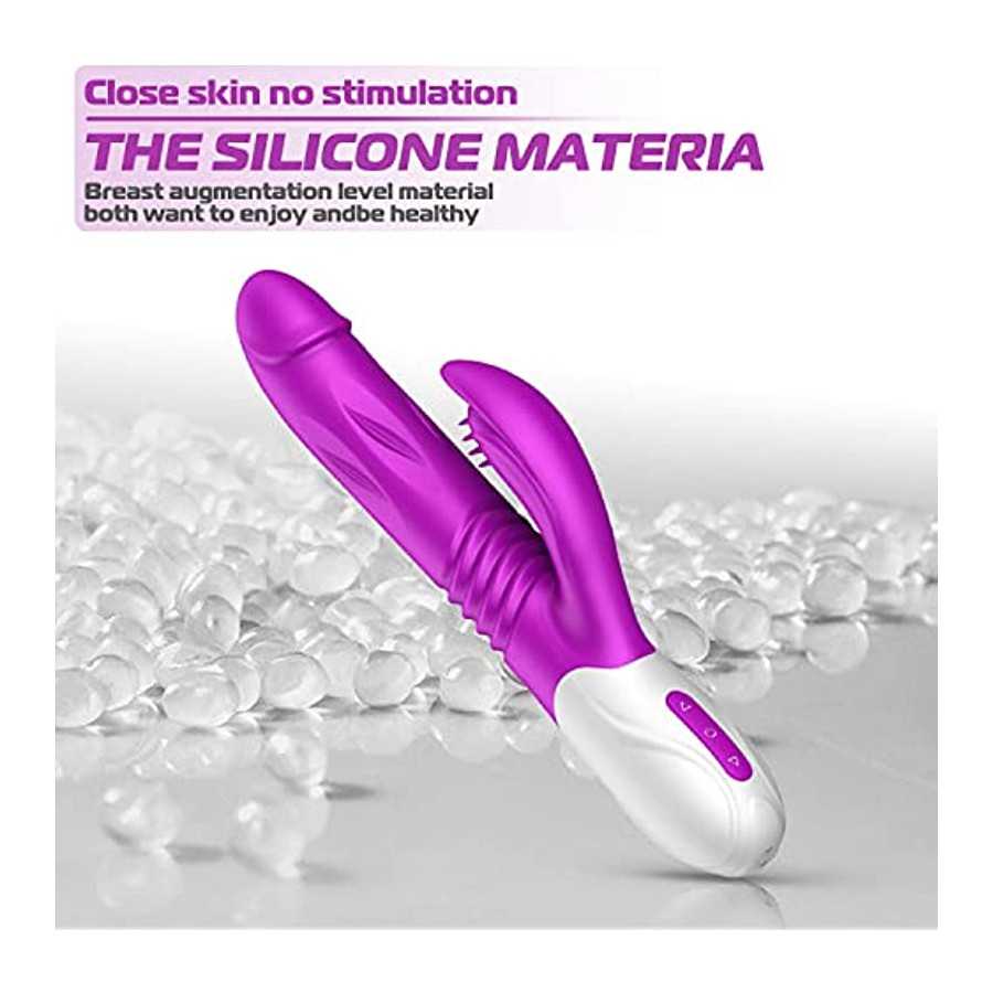 3 in 1 Thrusting G Spot Vibrator Clitoral Stimulator Massager, Waterproof Rabbit Dildo Vibrating with 7 Powerful Vibrations Rech