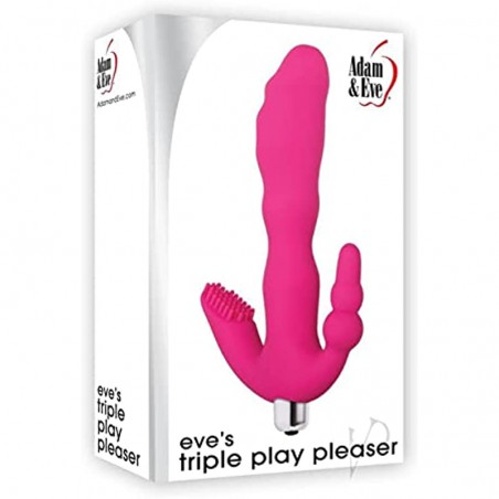 6k Eve’s Triple Play Pleaser Vibrator, Pink | Waterproof Silicone G Spot Vibrator, Clit Stimulator and Butt Plug in One | With Removable Bullet Vibrator and Multiple Vibration Modes
