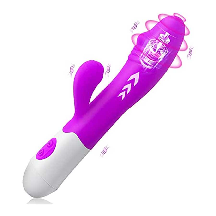 HONAITTY G Spot Rabbit Rose Vibrator, 2 in 1 Clit Vibrating Dildo with 7 Vibrations Modes, Adult Sex Toy for Women or Couple