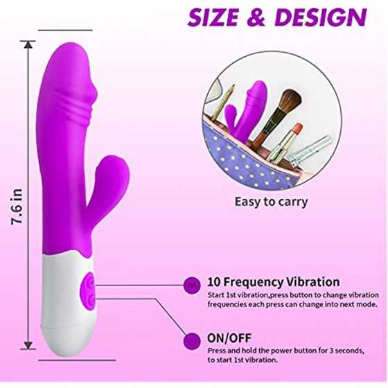 HONAITTY G Spot Rabbit Rose Vibrator, 2 in 1 Clit Vibrating Dildo with 7 Vibrations Modes, Adult Sex Toy for Women or Couple