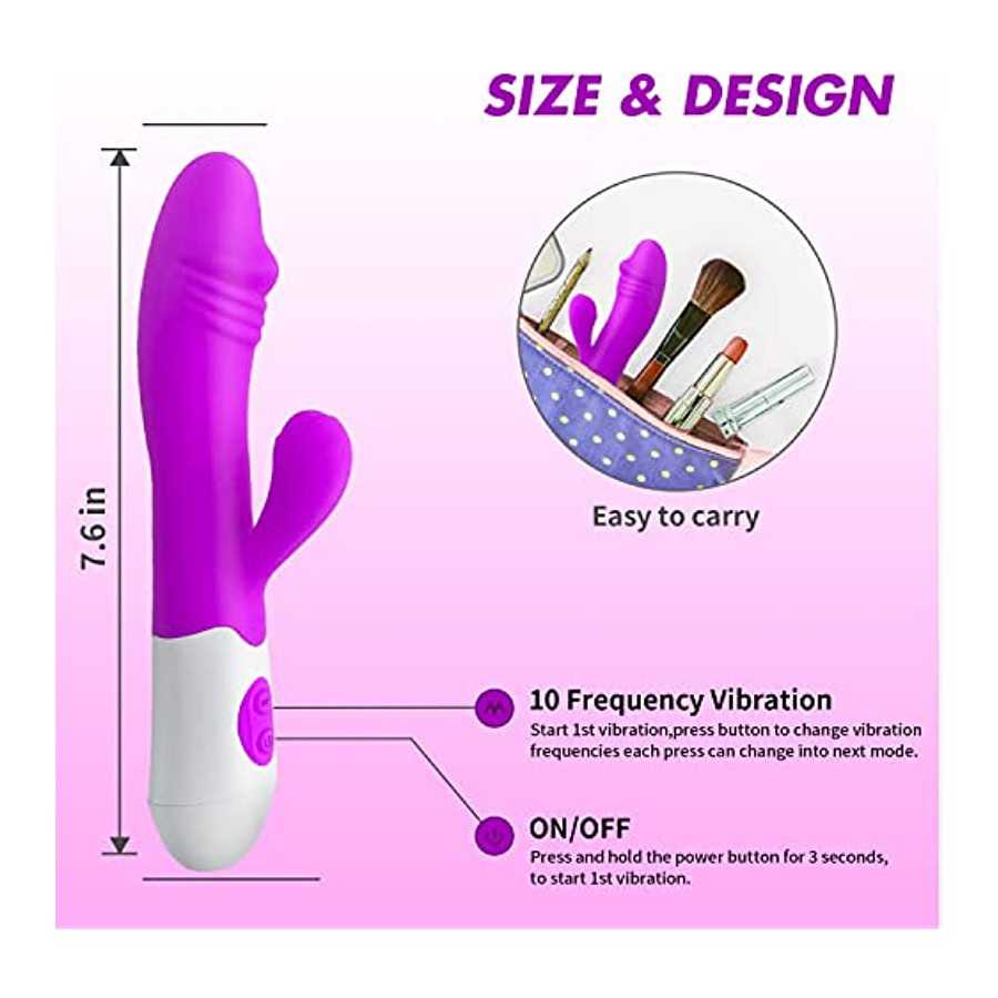 HONAITTY G Spot Rabbit Rose Vibrator, 2 in 1 Clit Vibrating Dildo with 7 Vibrations Modes, Adult Sex Toy for Women or Couple