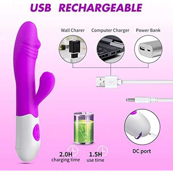 HONAITTY G Spot Rabbit Rose Vibrator, 2 in 1 Clit Vibrating Dildo with 7 Vibrations Modes, Adult Sex Toy for Women or Couple