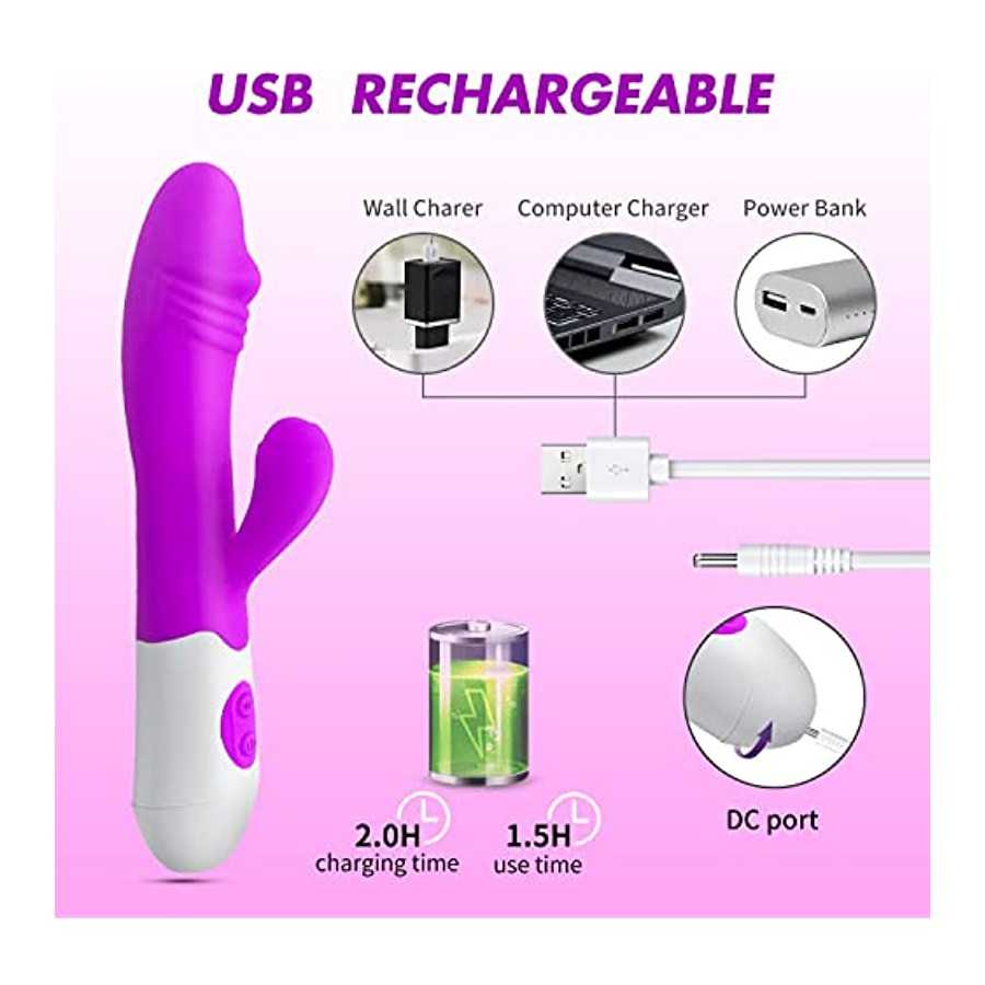 HONAITTY G Spot Rabbit Rose Vibrator, 2 in 1 Clit Vibrating Dildo with 7 Vibrations Modes, Adult Sex Toy for Women or Couple