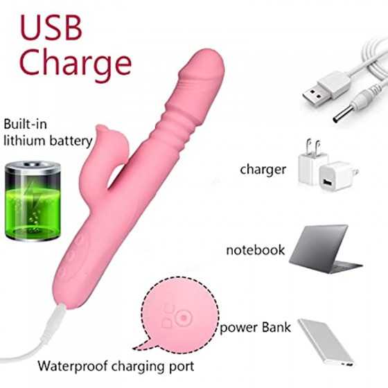 2023 New G-spot Rabbit Vibrator Female Penis, Rabbit Ear Licking Tongue Clitoris Stimulator Vibrating Penis Adult Sex Toy & Coup