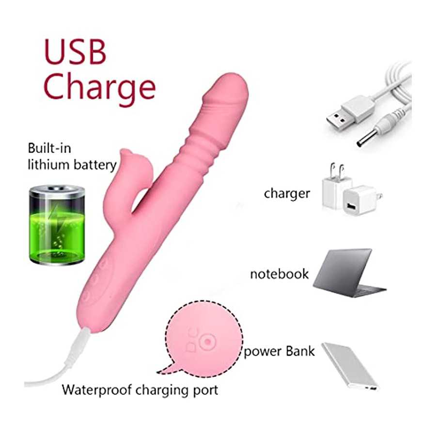 2023 New G-spot Rabbit Vibrator Female Penis, Rabbit Ear Licking Tongue Clitoris Stimulator Vibrating Penis Adult Sex Toy & Coup