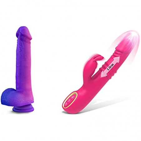 Tenufy Thrusting Rabbit Dildo Vibrator - 9 Inches Color-Changeable Realistic G Spot Dildos