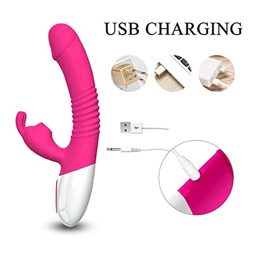ISEYMI G Spot Rabbit Vibrator for Women Bunny Ears Clitoris G-spot Stimulation,Waterproof Dildo with 7 Powerful Vibrations Recha
