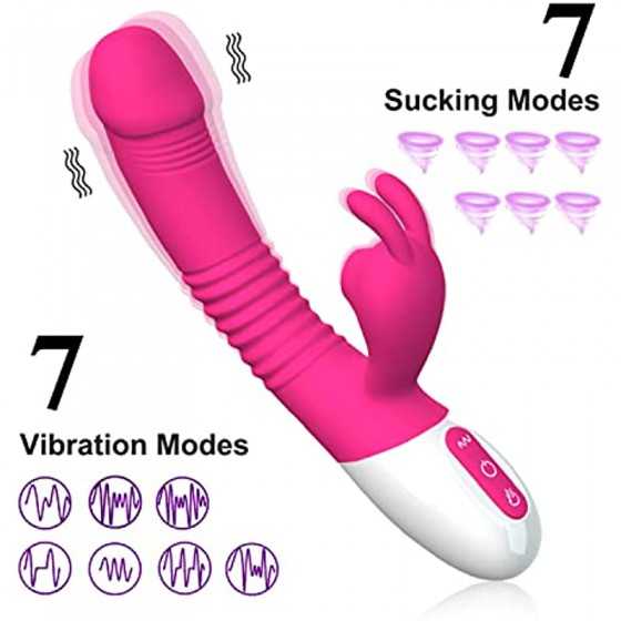 ISEYMI G Spot Rabbit Vibrator for Women Bunny Ears Clitoris G-spot Stimulation,Waterproof Dildo with 7 Powerful Vibrations Recha