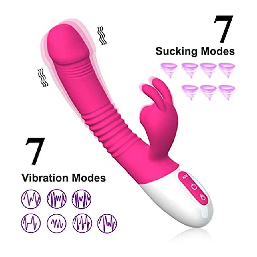 ISEYMI G Spot Rabbit Vibrator for Women Bunny Ears Clitoris G-spot Stimulation,Waterproof Dildo with 7 Powerful Vibrations Recha