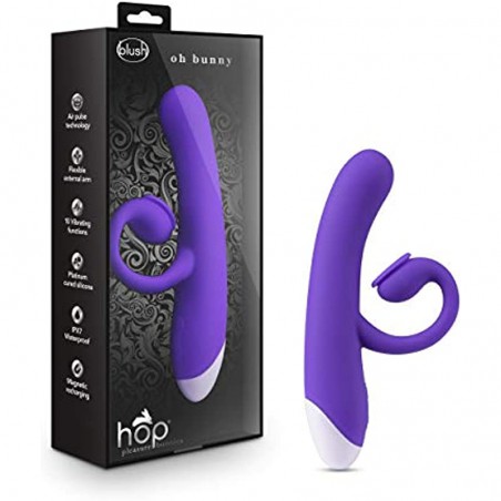 6k Oh Bunny - Rechargeable G Spot Air Pulse Vibrator - Platinum Puria Silicone Ultrasilk Smooth Feel - Gentle Sucking Flexible Clitoral Stimulator - IPX7 Waterproof - Sex Toy for Women - Midnight