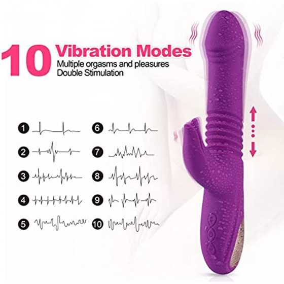 Rabbit Vibrator with 3 Stretch Modes Sex Toys for Clitoris G-spot Stimulation Waterproof Dildo with 10 Vibration Modes for Orgas
