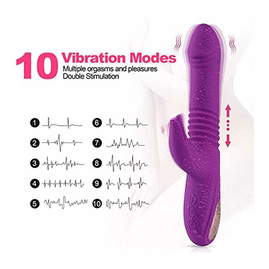 Rabbit Vibrator with 3 Stretch Modes Sex Toys for Clitoris G-spot Stimulation Waterproof Dildo with 10 Vibration Modes for Orgas