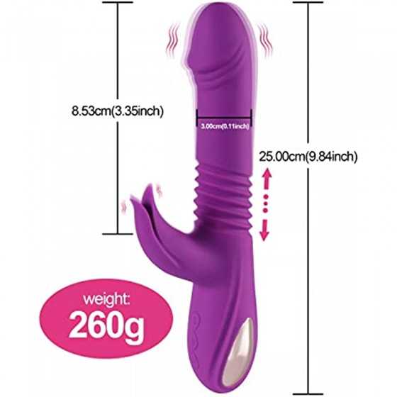 Rabbit Vibrator with 3 Stretch Modes Sex Toys for Clitoris G-spot Stimulation Waterproof Dildo with 10 Vibration Modes for Orgas