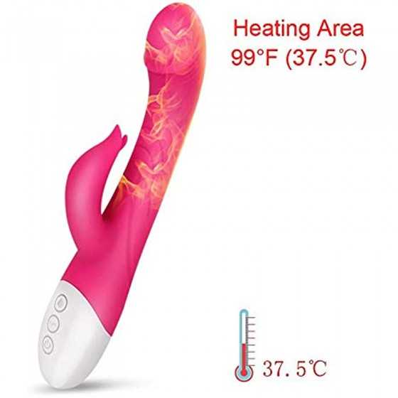 JOYME-G Spot Rabbit Vibrator with Heating Function, Rose Sex Toys for Clitoris G-spot Stimulation,Dual Motor Stimulator for Wome