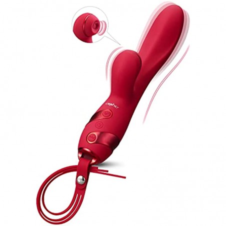 Rabbit Vibrator for Women, Pulsating Clitoral Vibrator Rechargeable with 10 Modes for Vagina Clit Stimulation, Detachable Silicone Flogger Whip for Couples BDSM Play