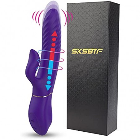 SKSBTF Thrusting Rabbit Vibrator,G Spot Rabbit Vibrator with Heating Function 9 Vibration Modes Thrusting Vibrator Waterproof Clitoral Stimulator for Rechargeable Female Adult Sex Toys for Women