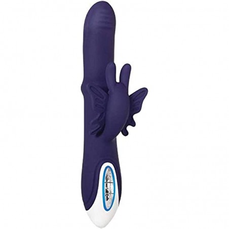 Evolved Novelties - Put a Ring On it - 2 Motors - 16 Functions and Speeds - Rabbit-Style Silicone Rechargeable Vibrator - Purple with Water-Based Lubricant