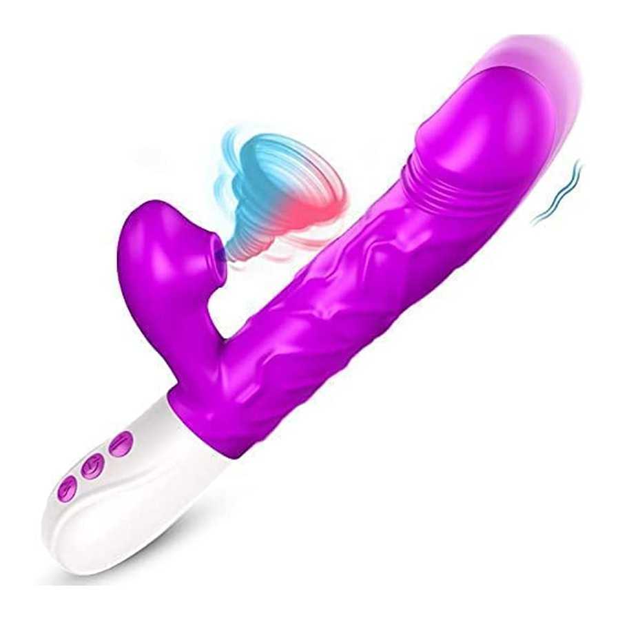 G Spot Vibrator with Heating Function,Waterproof Dildo Vibrator with 10 Powerful Vibrations Modes-Purple