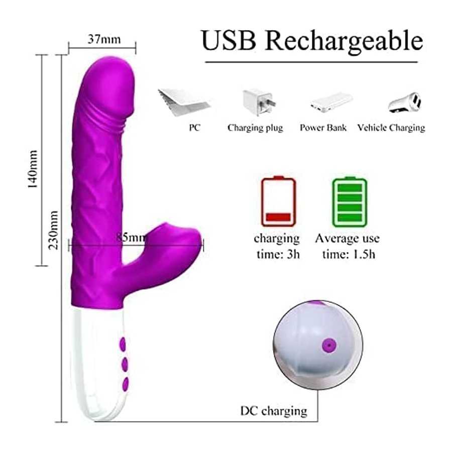 G Spot Vibrator with Heating Function,Waterproof Dildo Vibrator with 10 Powerful Vibrations Modes-Purple