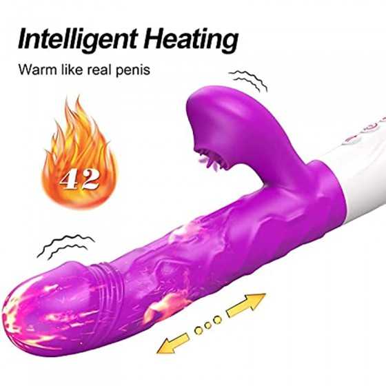 G Spot Vibrator with Heating Function,Waterproof Dildo Vibrator with 10 Powerful Vibrations Modes-Purple