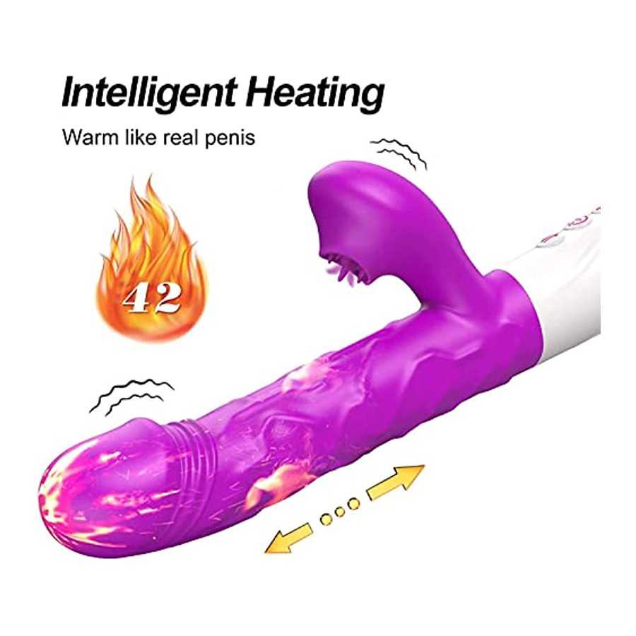 G Spot Vibrator with Heating Function,Waterproof Dildo Vibrator with 10 Powerful Vibrations Modes-Purple