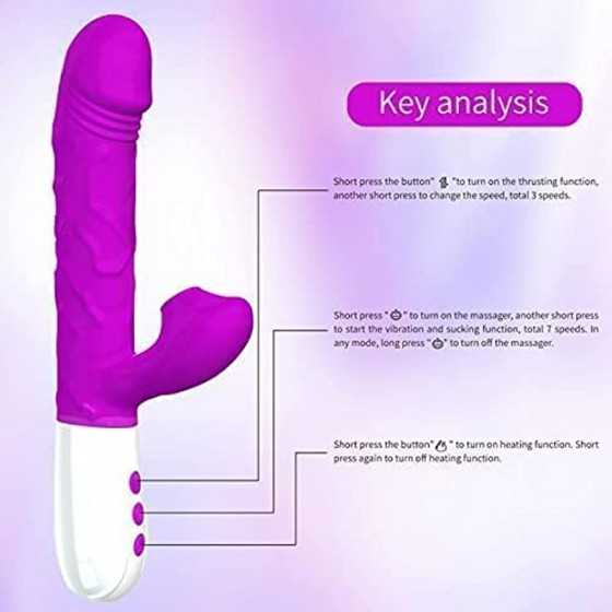 G Spot Vibrator with Heating Function,Waterproof Dildo Vibrator with 10 Powerful Vibrations Modes-Purple