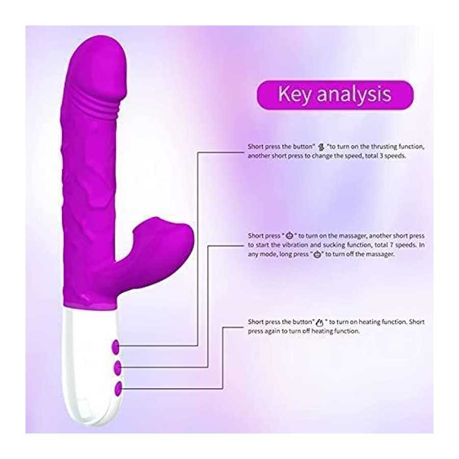 G Spot Vibrator with Heating Function,Waterproof Dildo Vibrator with 10 Powerful Vibrations Modes-Purple