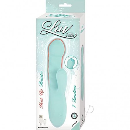 Nasswalk Luv Heat Up Thruster - 7 Function - Dual Motors with Clit Licker - Rabbit Style Vibrator - Aqua