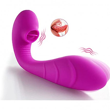 JINBYONE, Clitoral & Vagina G-Spot Rabbit Vibrator, Ultra Soft Bendable with Tongue Tickler Stimulation, Rechargeable Waterproof Rabbit Vibrator with 7 Patterns Solo Play and Couple Fun, Red