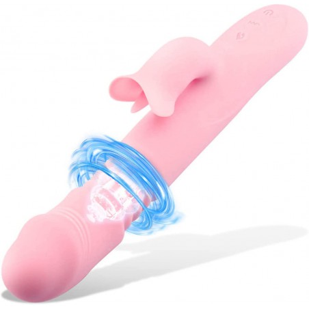 G Spot Rabbit Vibrator with Heating Function,Sex Toys for Clitoris,Waterproof Dildo Vibrator with 9 Powerful Vibrations Dual Motor Stimulator for Women or Couple Fun (red-White-1)