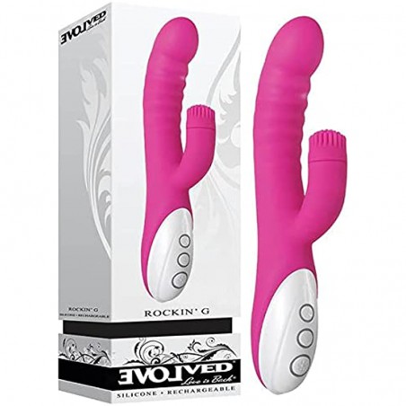 Rockin G Rabbit Spinning Clitoral Stimulator Silicone Rechargeable Vibrator Pink