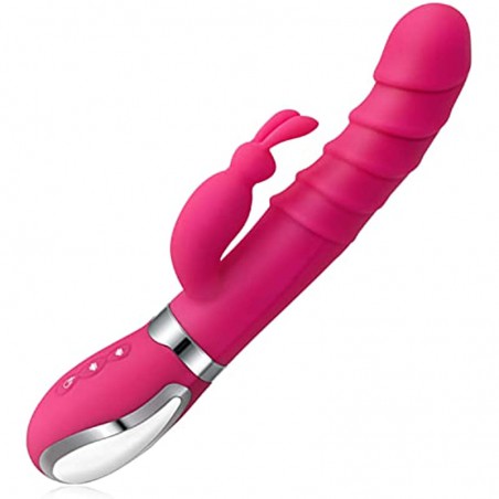 ISEYMI G Spot Rabbit Vibrator for Women Bunny Ears for Clitoris G-spot Stimulation,Waterproof Dildo Vibrator with 7 Powerful Vibrations Rechargeable Heating Vibrating Dildo (WQ-ZDB2-1RS-lm1-89)