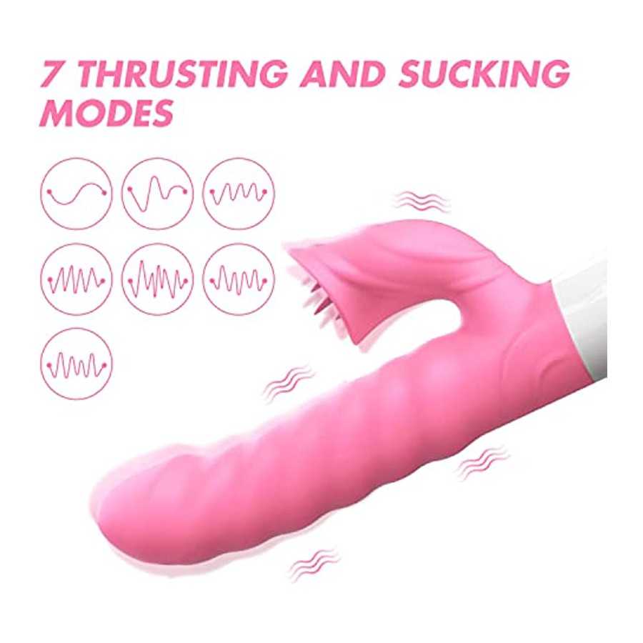G Spot Rabbit Vibrator for Women Bunny Ears for Clitoris G-spot Stimulation,Waterproof Dildo Vibrator with 7 Powerful Vibrations