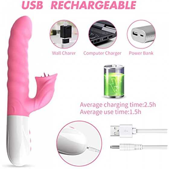 G Spot Rabbit Vibrator for Women Bunny Ears for Clitoris G-spot Stimulation,Waterproof Dildo Vibrator with 7 Powerful Vibrations