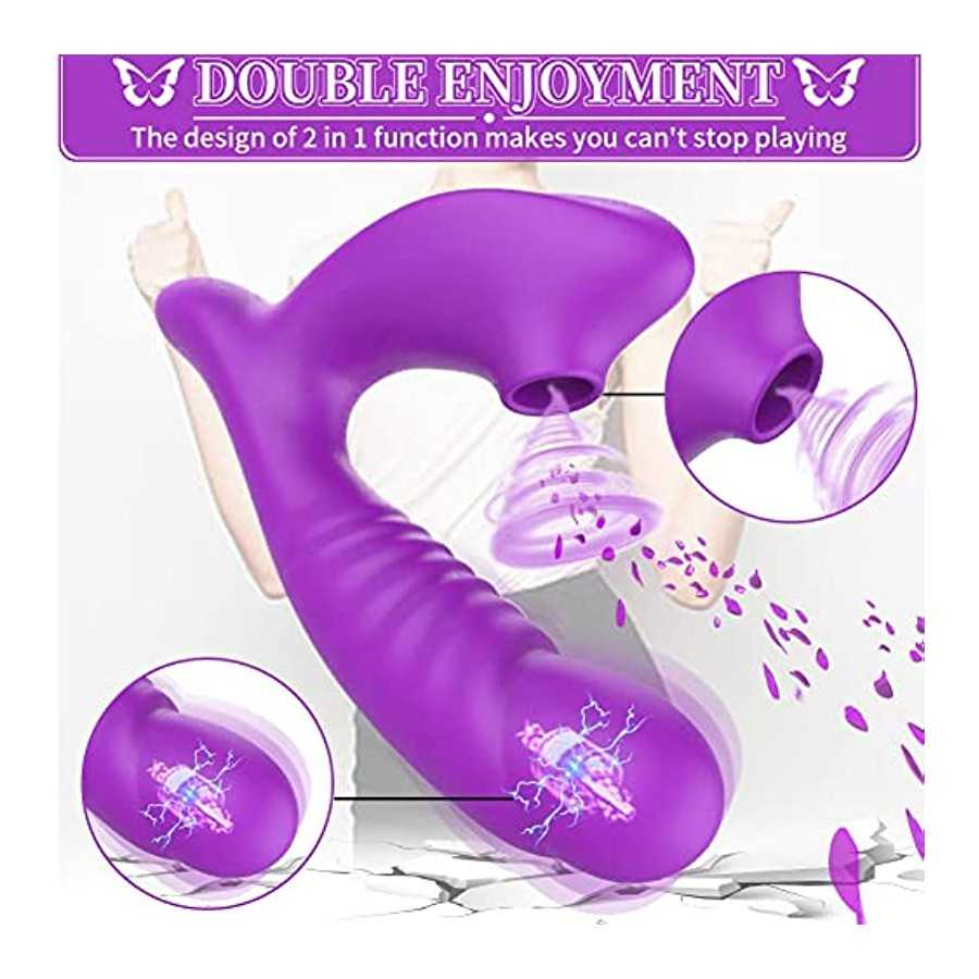 G-spot Dildo Vibrator Clitoris Licking Stimulator - Realistic Vibrating Dildos Clitoral Vaginal Adult Sex Toys with 10 Vibrating