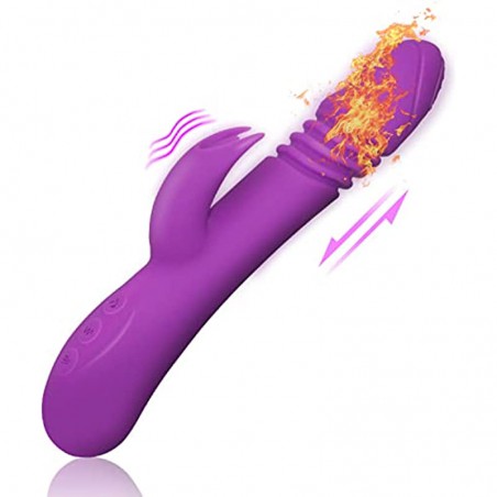 luoyipink G Spot Rabbit Vibrator for Women Bunny Ears Clitoris G-spot Stimulation,Waterproof Dildo with 7 Powerful Vibrations Rechargeable Heating Vibrating Adult Sex Toys & Games, Purple